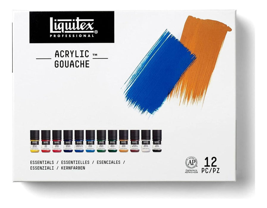 Set 12 Colores 22 Ml Pintura Acrílica Gouache Liquitex