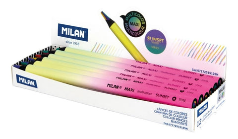 Caja Exhibidora Con 12 Lápices Con Mina Multicolor Maxi Sunset Milán