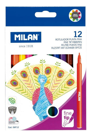 Set 12 Marcadores De Punta Fina 2 Mm Milán