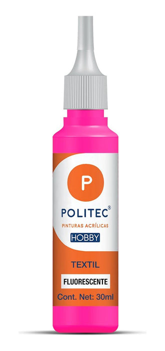 Pintura Textil Acrílica Fluorescente Hobby 30Ml Politec