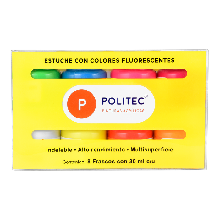 POLITEC - SET C/8 PZ DE ACRILICO POLITEC 30ML NEON