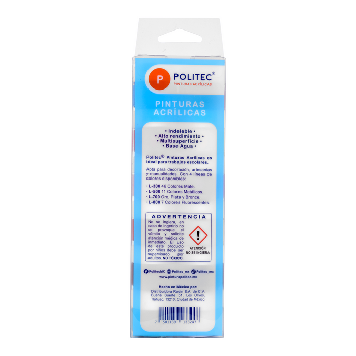 Politec - Estuche Surtido Con 12 Colores Pastel De 10 Ml + Pincel