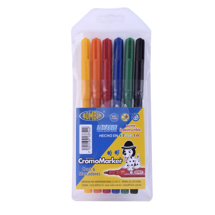 Rodin - 6 Plumones de Colores Cromo Maker 50 Piezas
