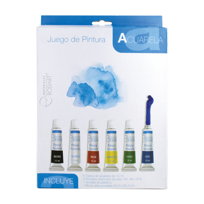 Outlet - Kit Acuarela con 6 tubos de 12Ml + Block + Godete + 3 Pincel Rodart