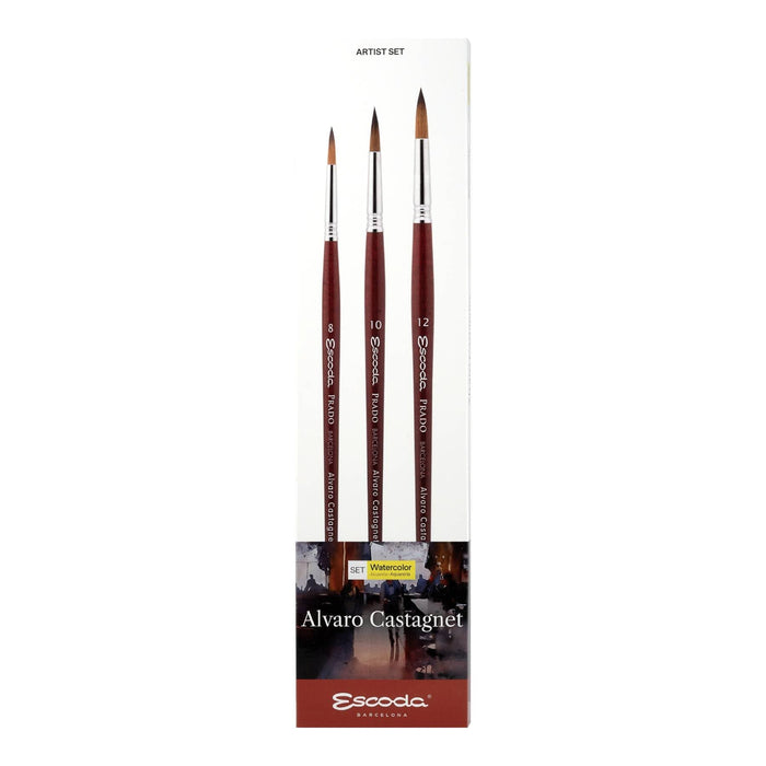 Escoda - Set Con 3 Pinceles Sinteticos Para Acuarela "Alvaro Castagnet"