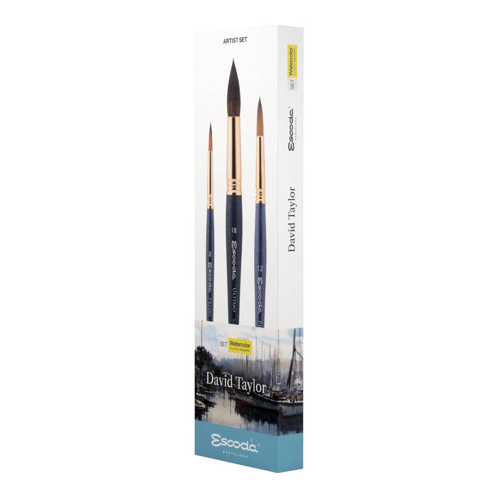 Escoda - Set Con 3 Pinceles Sinteticos Para Acuarela "David Taylor"