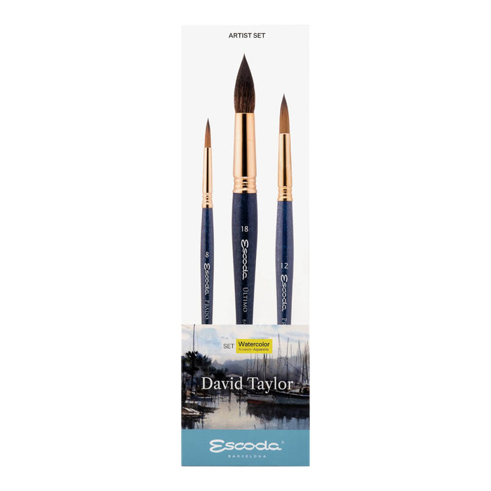 Escoda - Set Con 3 Pinceles Sinteticos Para Acuarela "David Taylor"