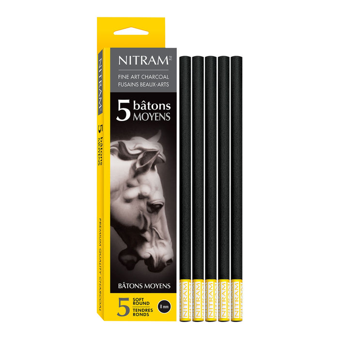 Nitram - Set de 5 Bastones de Carbón Extra Suave Moyens