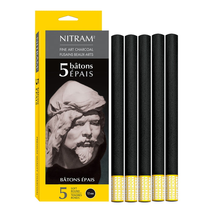 Nitram - Set de 5 Bastones de Carbón Extra Suave Épais