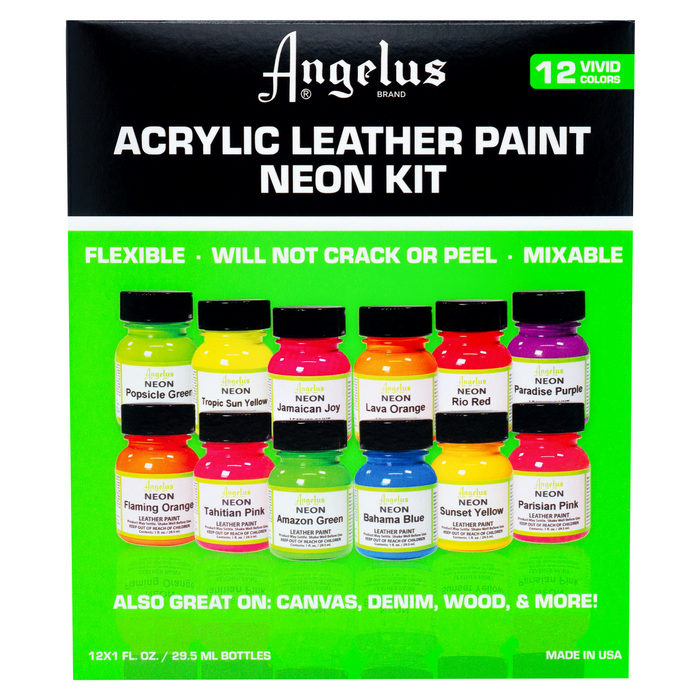 Angelus - Set 12 Pinturas Acrílicas Para Cuero Acabado Neon