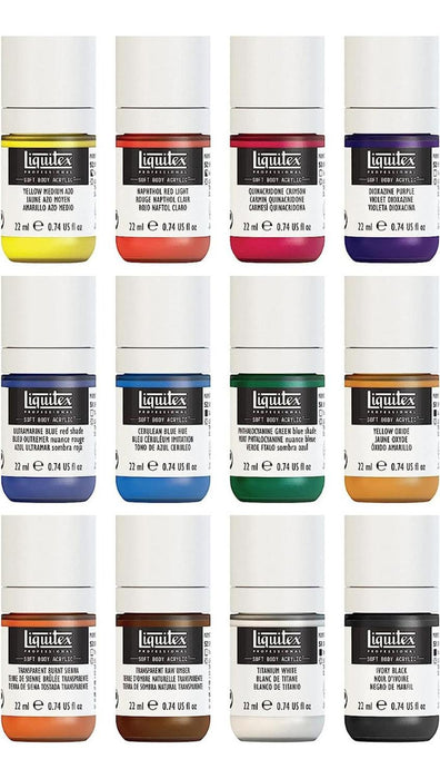 Pintura Acrílica Soft Body Liquitex Set 12 Colores 22 Ml