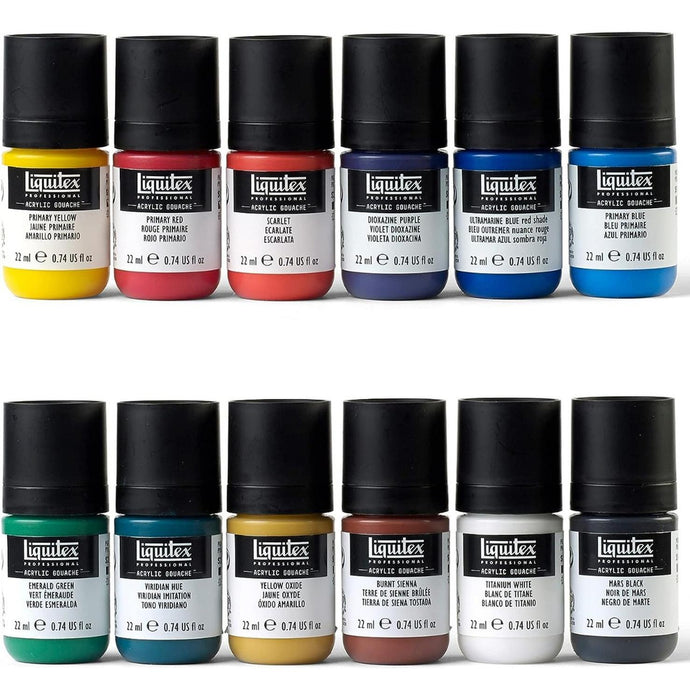 Set 12 Colores 22 Ml Pintura Acrílica Gouache Liquitex