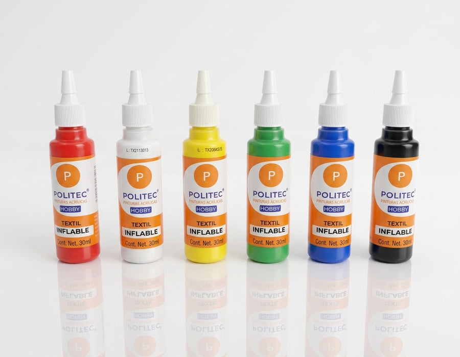 Set Pintura Textil Inflable Politec Hobby 6pz 6 Colores