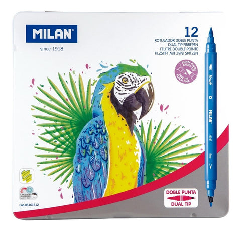 Rotuladores Doble Punta 12Pz Con Estuche Metalico Milán