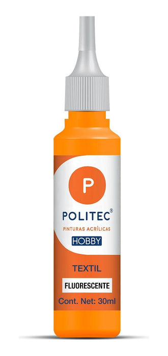 Pintura Textil Acrílica Fluorescente Hobby 30Ml Politec
