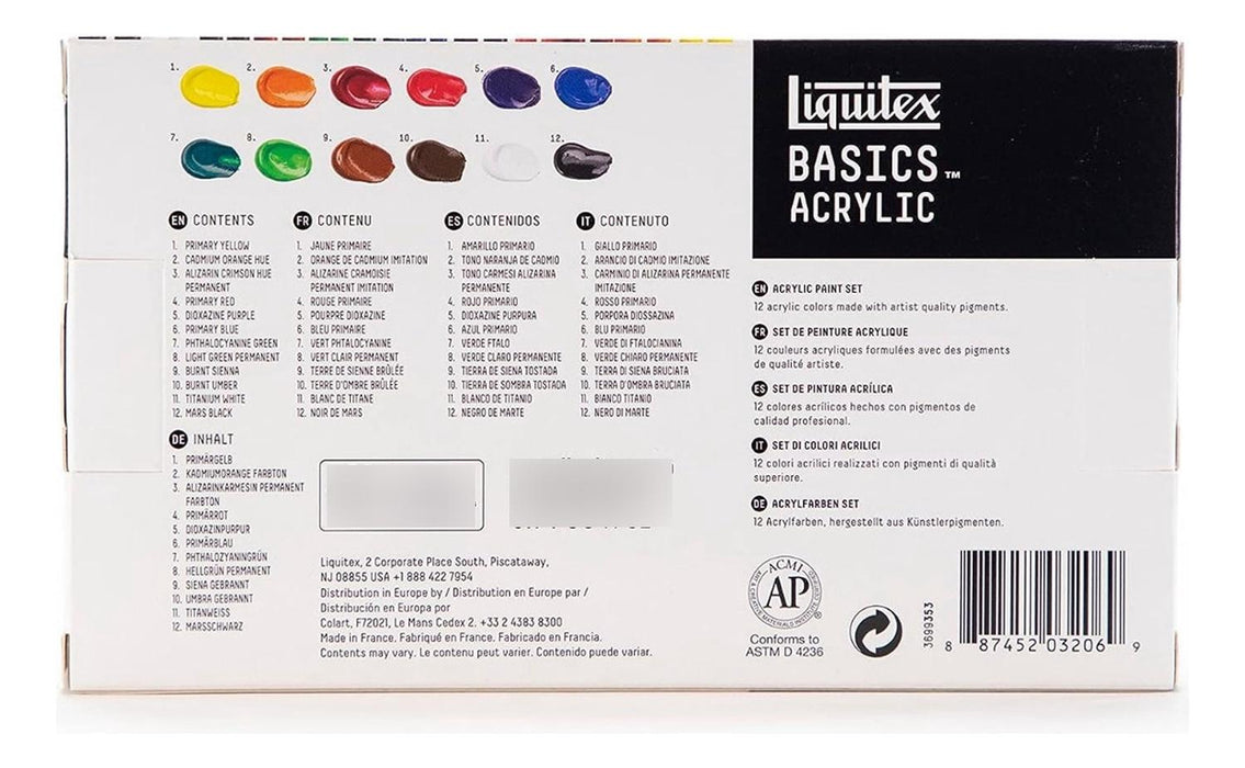 Pintura Acrílica 12 Colores Basicos 22Ml Liquitex