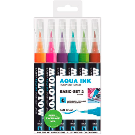 MOLOTOW PACK CON 6 MARCADORES ACUARELABLES GRAFX 1MM "SET #2"