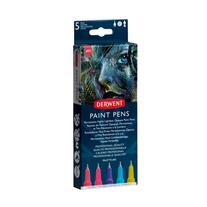 DERWENT- SET N° 3 PAINT PENS CON 5 COLORES