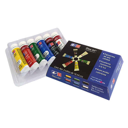 ATL - Estuche De Pinturas Óleo Trapezoidal Con 6 Tubos De 16 ml