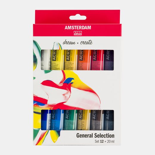 Amsterdam Set Con 12 Acrilicos De 20 Ml Cada Uno