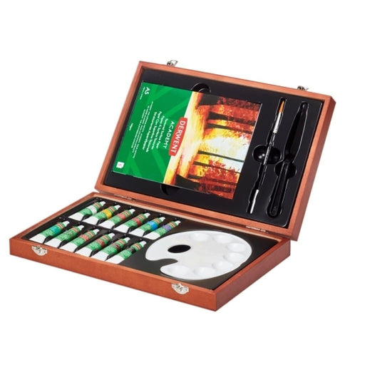 Derwent academy - Set de madera con 12 tubos de 12 ml de acrílico #2305674