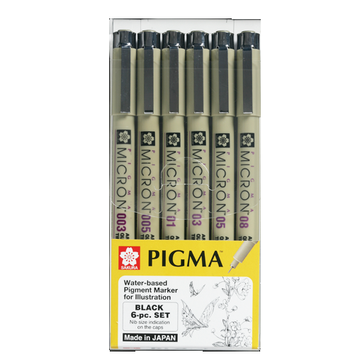 6 estilógrafos surtidos Pigma Micron 05 Sakura