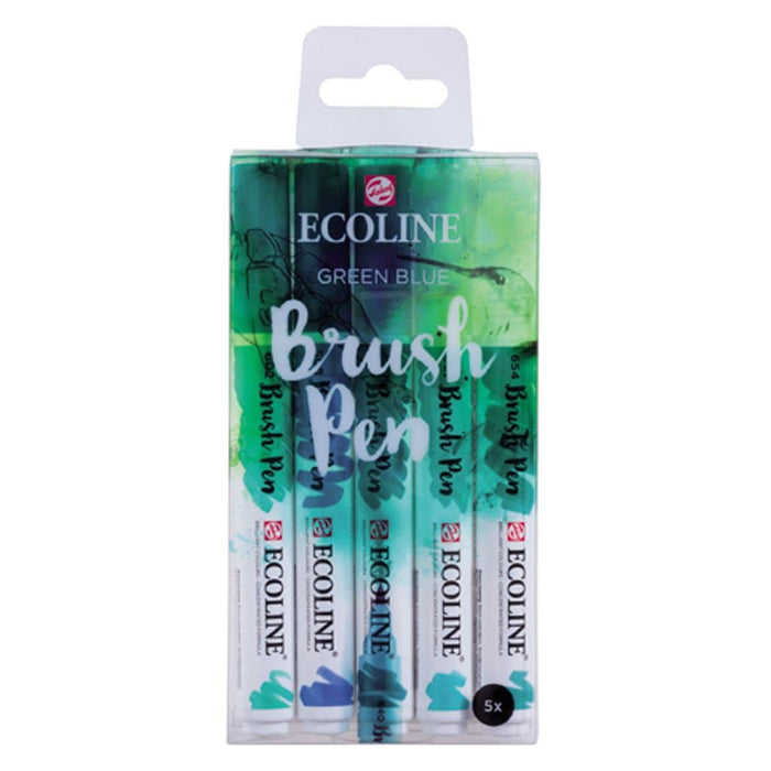 Ecoline - Estuche Brush Pen 5 Colores Verde Azul N°9909