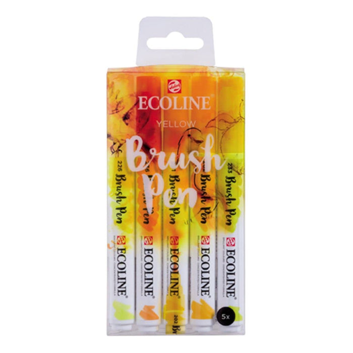 Ecoline - Estuche Brush Pen 5 Colores Amarillo N°9902