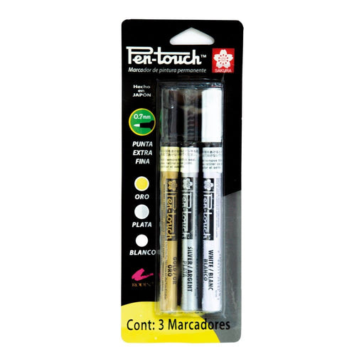 3 marcadores surtidos punta extra fina Pen-Touch Sakura