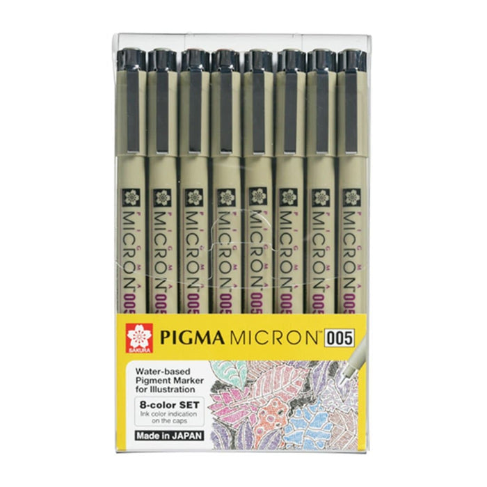 8 estilógrafos de colores Pigma Micron 005 Sakura