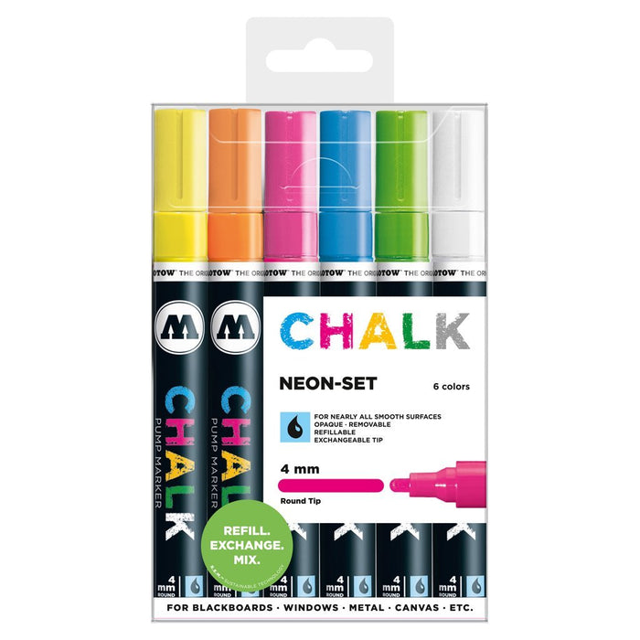 MOLOTOW CHALK SET BÁSICO CON 6 MARCADORES NEÓN 4MM